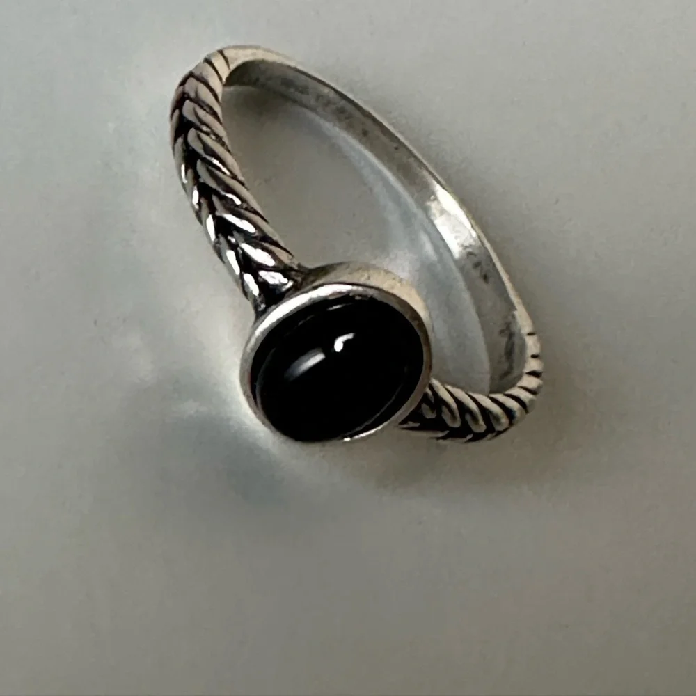 Sterling Silver Braided Onyx Ring